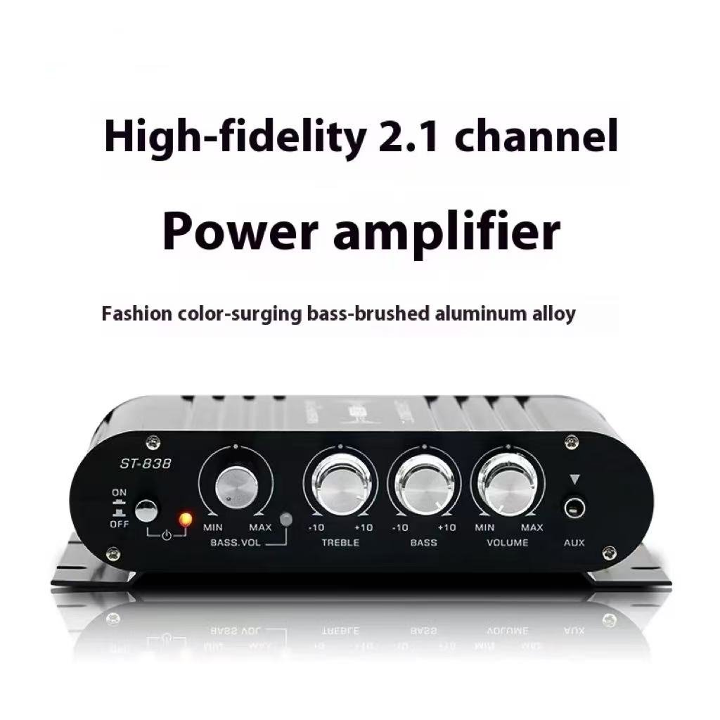 Wholesale ST-838 Digital 2-Channel Subwoofer Amplifier Mini Home Sound System FM Radio Tuner KTV Car Audio 12V Power Amplifier