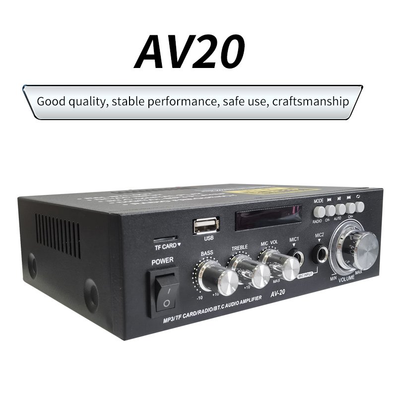 Factory Supply Mini Karaoke Home Car Stereo Subwoofer Bass 2 Channel Power Audio Amplifiers with USB & Mixer for Home & Car