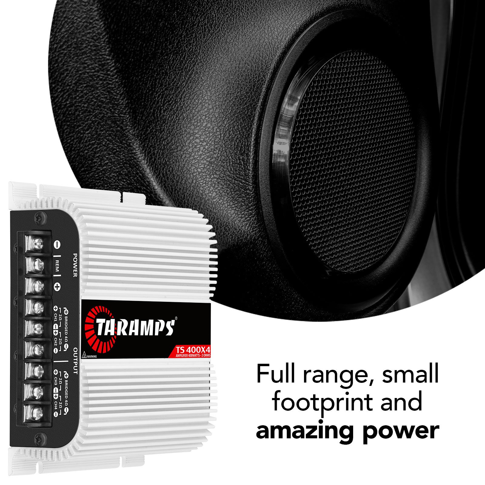 Taramps TS 400x4 FULL RANGE 2 Ohms 400 Watts RMS 4 Channels Car Audio Amplifier RCA Input Class D Multi-channel Amp High Power
