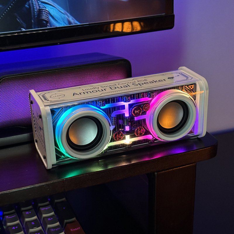 SHKL Wholesale Portable Wireless Speaker Transparent Robot Colorful Chip Music Studio Light Smart Gaming Party Outdoor Sport