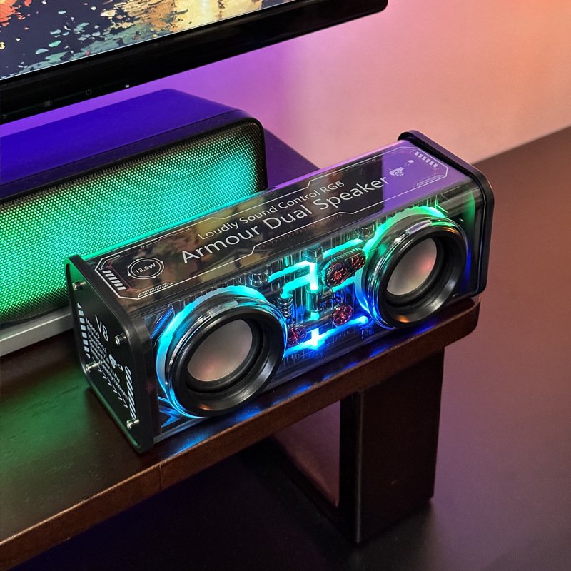SHKL Wholesale Portable Wireless Speaker Transparent Robot Colorful Chip Music Studio Light Smart Gaming Party Outdoor Sport
