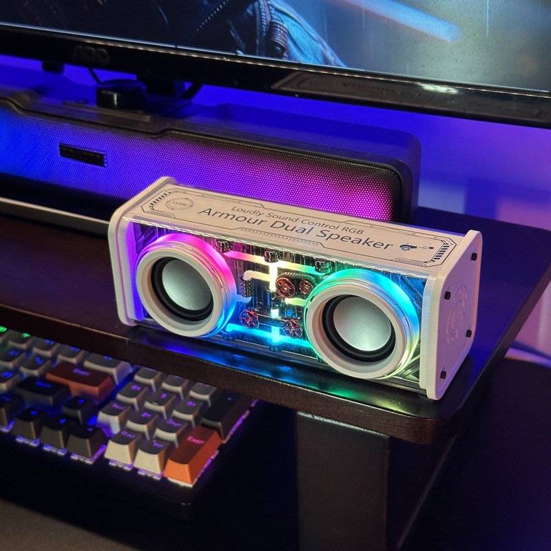 SHKL Wholesale Portable Wireless Speaker Transparent Robot Colorful Chip Music Studio Light Smart Gaming Party Outdoor Sport
