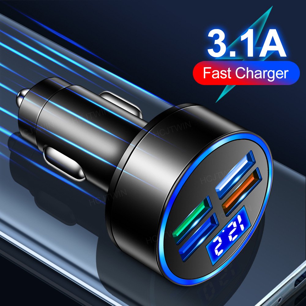 High Quality Electronic Car Accessories USB Charger 4 in 1 Fast Car Charger for iphone and samsung