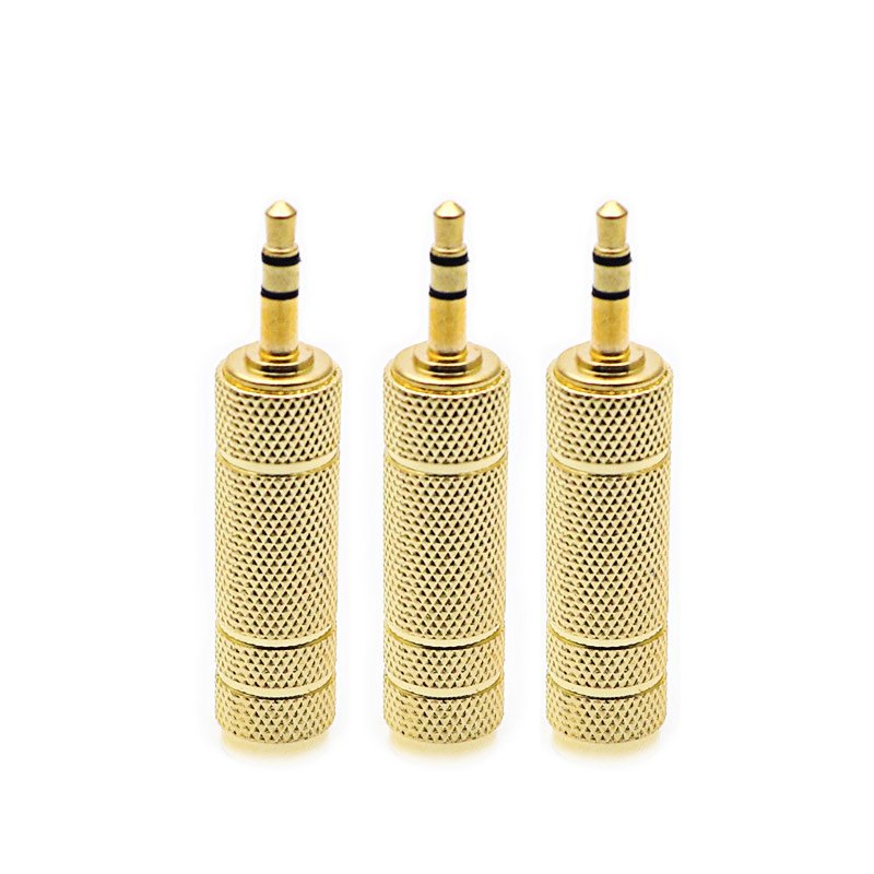 Metal Speaker Accessories Dual Channel 3.5mm Male to 6.35 Female Plug Audio Adapter Plugs