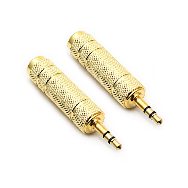 Metal Speaker Accessories Dual Channel 3.5mm Male to 6.35 Female Plug Audio Adapter Plugs