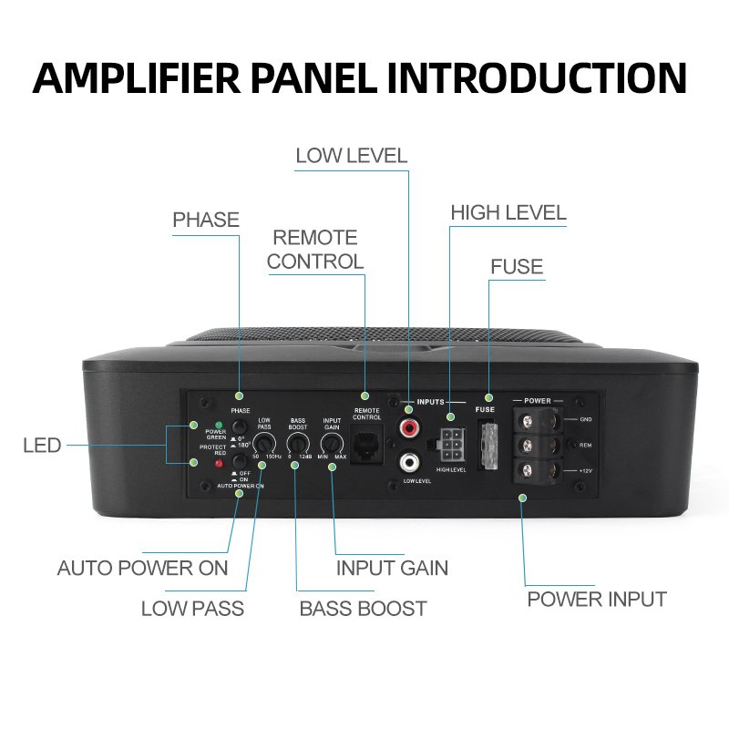 Wholesale New Design 10 Inch Under Seat Auto Audio Subwoofer 12V Big Power Amplifier Slim Car Subwoofer