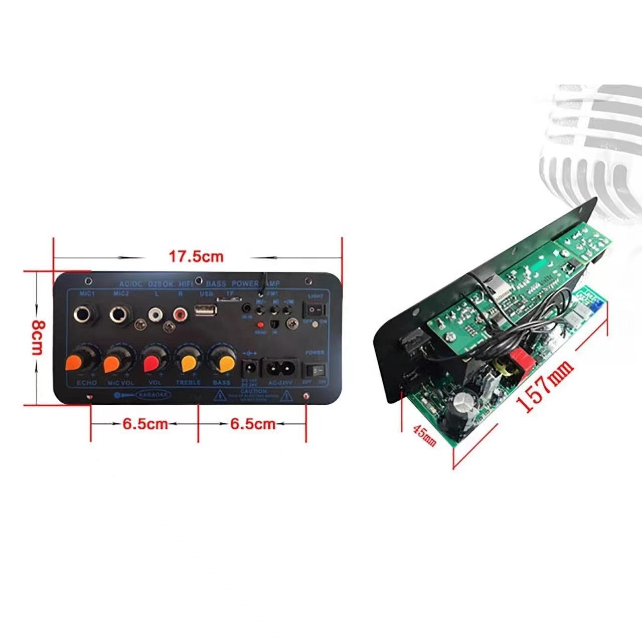 60-200W 12 Inch Subwoofer Audio Board Amplifier Circuit SB FM Radio TF Player Dual Microphone Car Subwoofer and Amplifier Combo