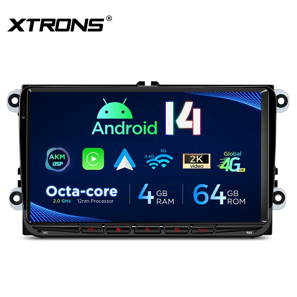 XTRONS 9 Inch Android 14 64GB Car Radio for VW/Skoda/SEAT Carplay 4G LTE Android Auto Stereo