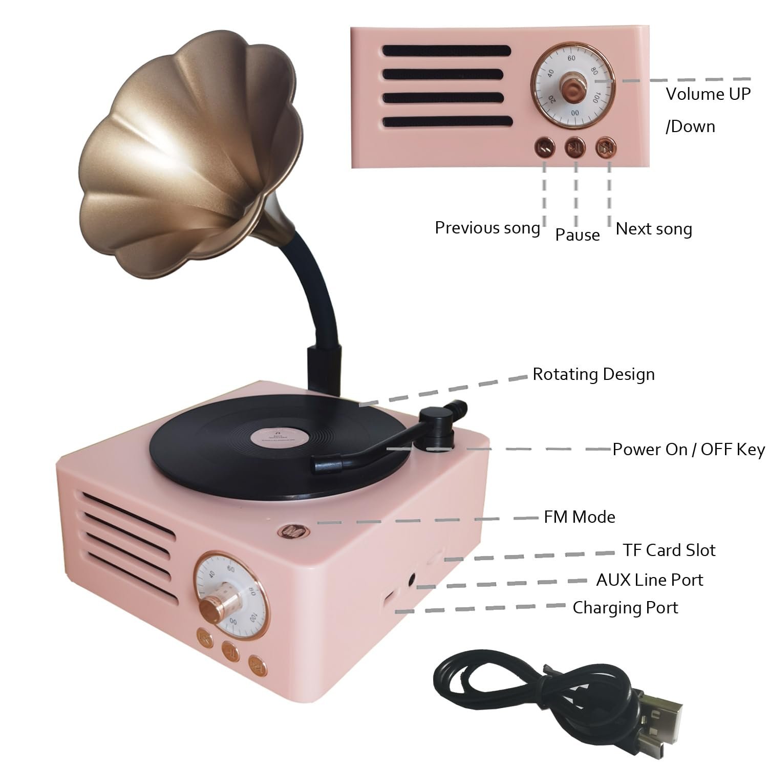 SHKL Wholesale Portable Wireless Speaker Gramophone Flower Waterproof Chip Music Studio Light Smart Gaming Party Outdoor Sport