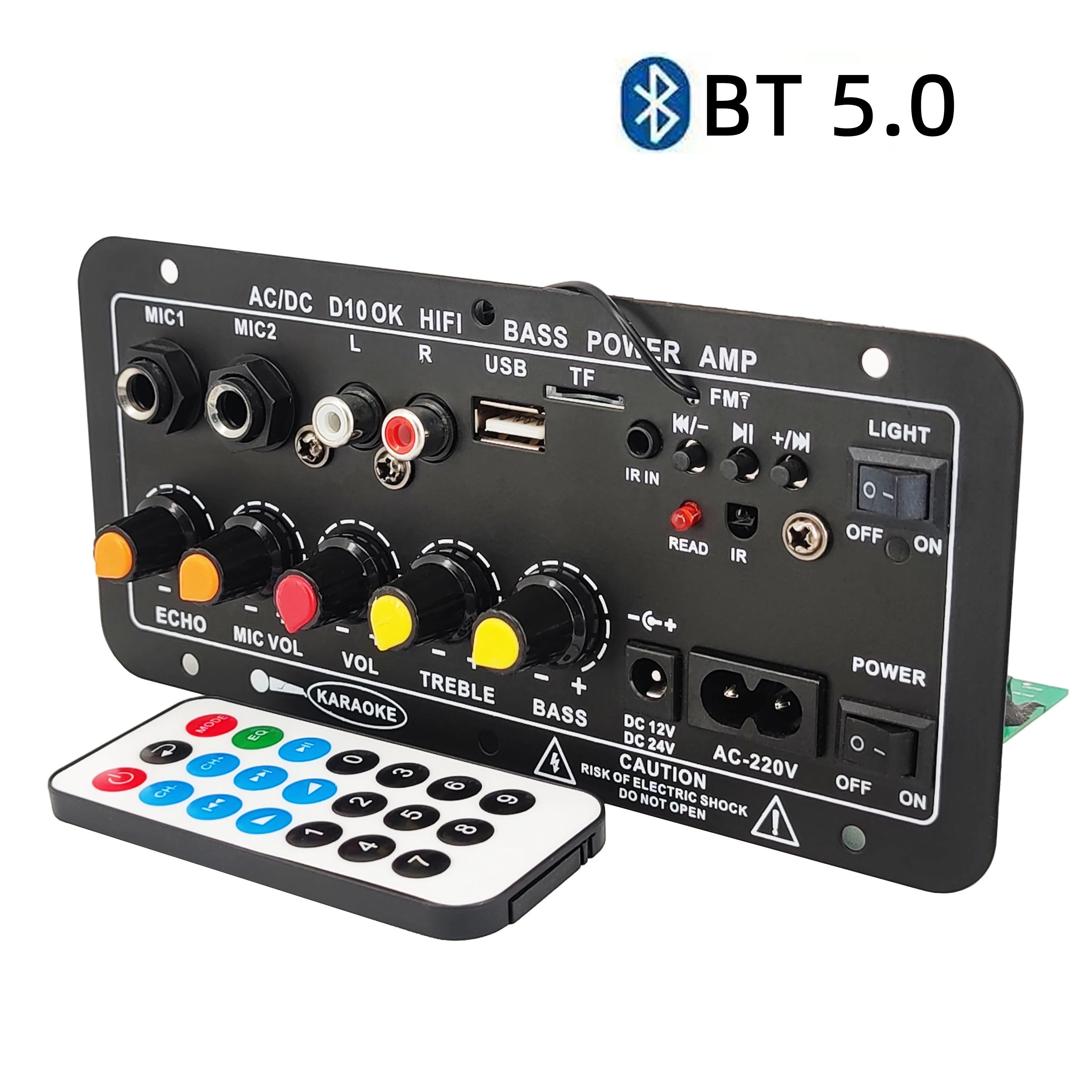 D10 Amplifier Board BT AUX TF Card USB 30-120W for 4 Ohm 40W Speaker 110V 220V 12V 24V Audio Amp Module