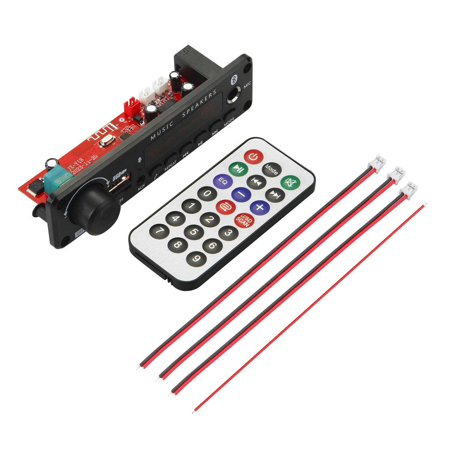 6-18V 50W Car Audio Amplifier Color Screen MP3 Decoder Board 2*25W 12V Bluetooth5.0 USB Module FM AUX Radio Handsfree Music