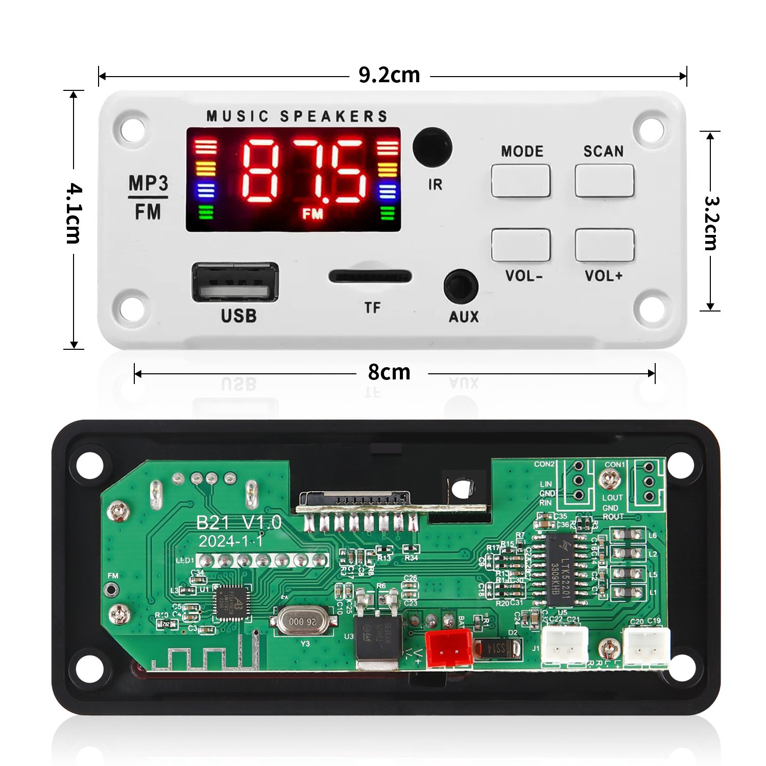 50W Mini Amplifier with Bluetooth MP3 WMA Decoder 9V-12V 6.5mm Microphone FM Radio TF USB Car Audio Music Player Handsfree Cars