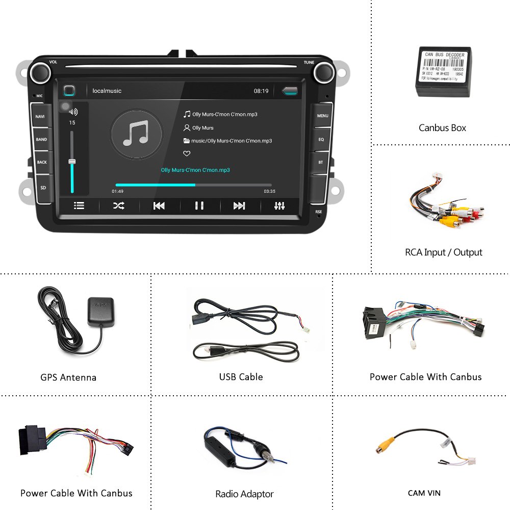 8'' Car DVD Radio Player GPS Navigation for VW Volkswagen Polo/Tiguan/Golf 6 7/Passat/b7/b6/Jetta/Skoda/Octavia