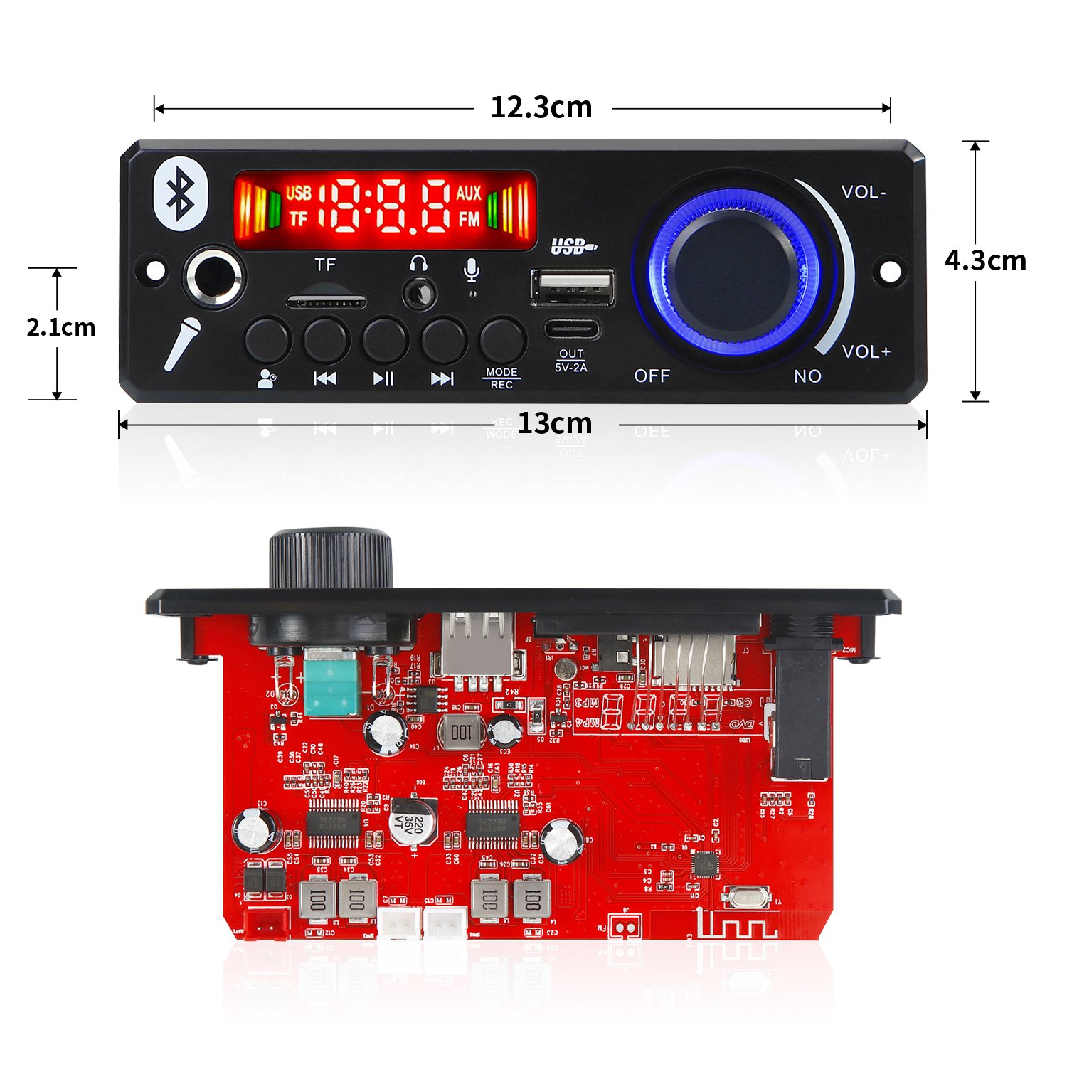 JX-X1 160W Bluetooth MP3 APE Decoder Board 12V 80W Handsfree Car Audio Microphone Mini DIY 12V USB TF FM Radio Car Audio Music