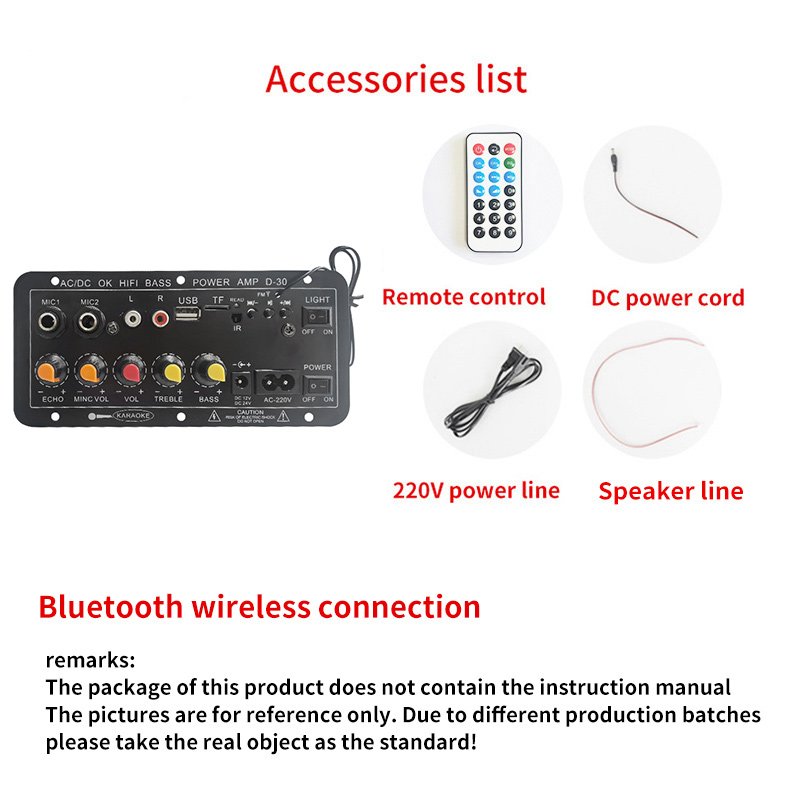 Support Custom 12V 24V 220V Subwoofer Bass Power Amp Mp3 USB Remote Control Car High Power Bass Amplifier D30 Amplifier Board