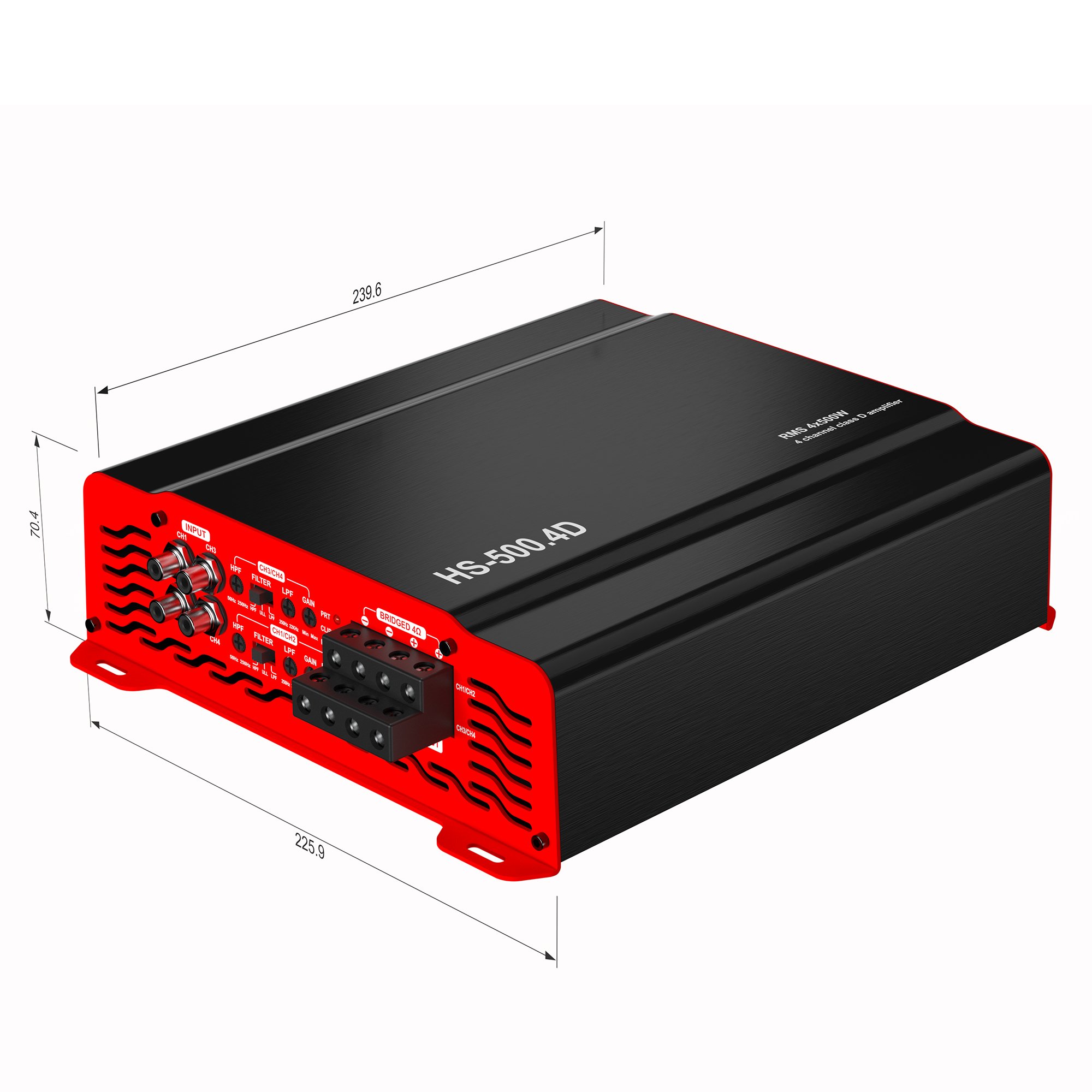 Brazilian Type Amplifier 4 Channels RMS 4*500w Class D High-power Heavy Bass Subwoofer Amplifier