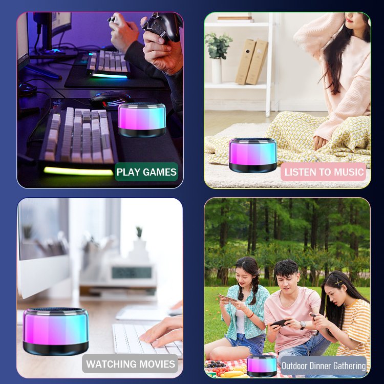 Mini Portable LED RGB Light Wireless Speaker USB Cool Flashing Outdoor Mini Portable Plastic