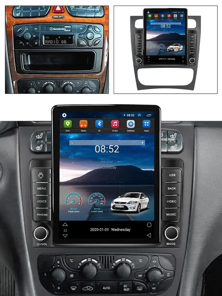 4+64GB Android IPS 2.5D Screen DSP Car VIDEO GPS for Benz W203 W209 W219 A-Class A160 C-Class C180 C200 CLK200 C230 GPS Audio