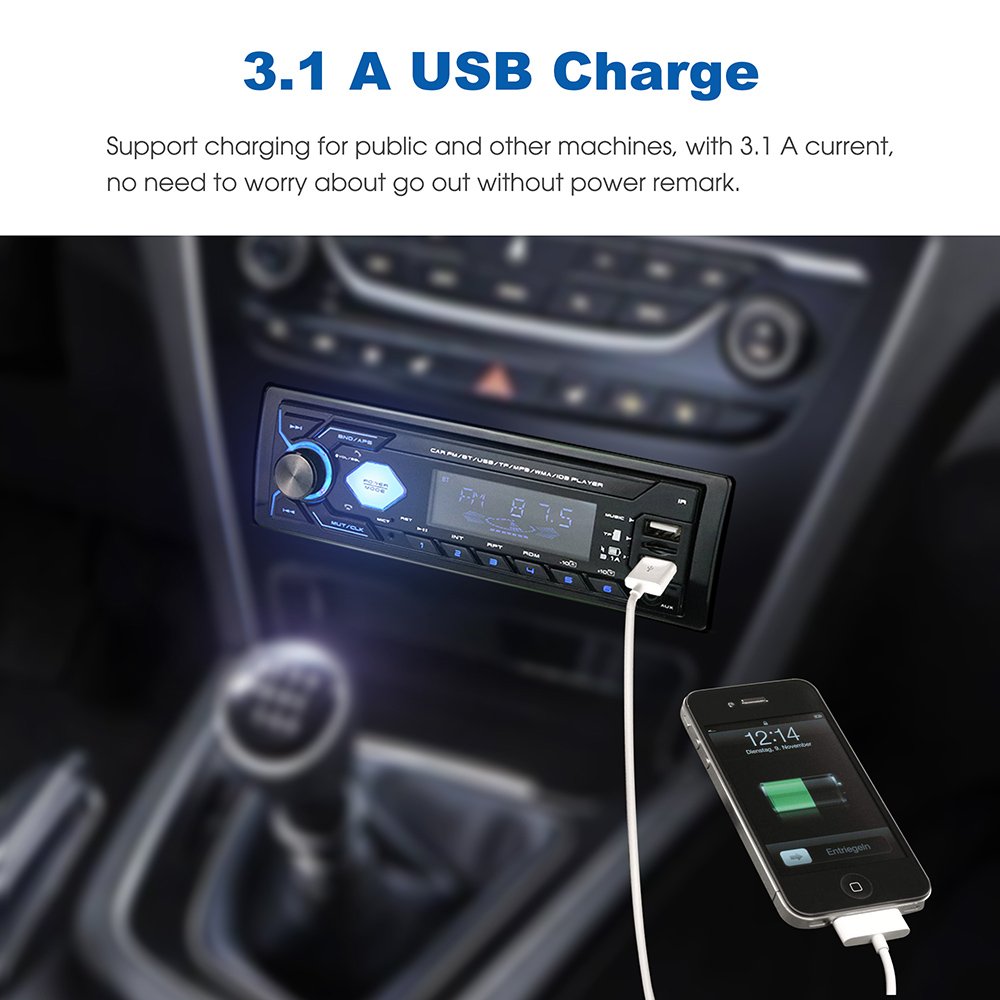 Colorful Lights 1 Din Car MP3 Player Stereo FM RadioPlayer with BT USB SD for Car Dashboard Audio System