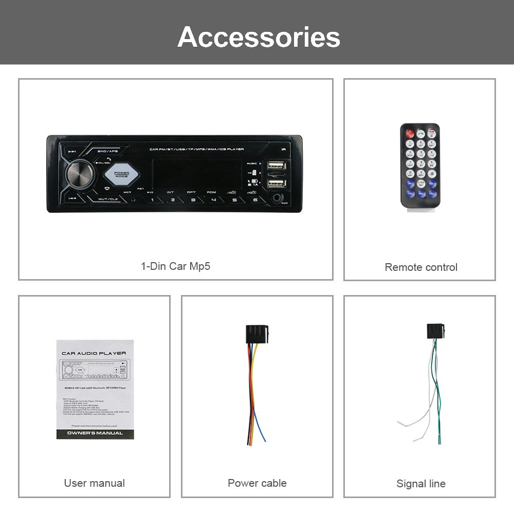 Colorful Lights 1 Din Car MP3 Player Stereo FM RadioPlayer with BT USB SD for Car Dashboard Audio System
