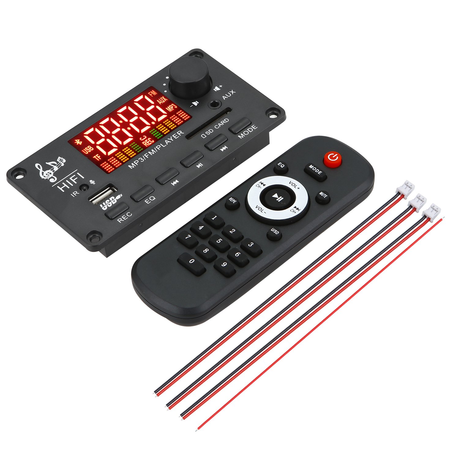 100W Amplifier MP3 WMA Decoder Board DIY Car MP3 Player USB Recording FM AUX Radio Handsfree Music Voice Recorder