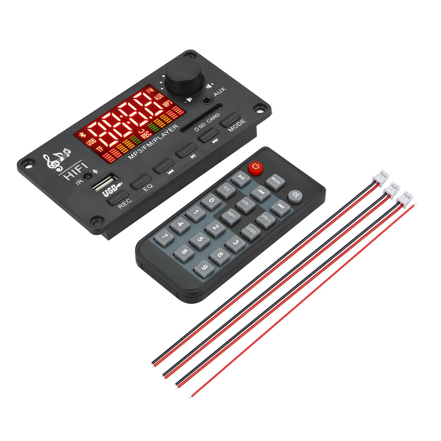 100W Amplifier MP3 WMA Decoder Board DIY Car MP3 Player USB Recording FM AUX Radio Handsfree Music Voice Recorder