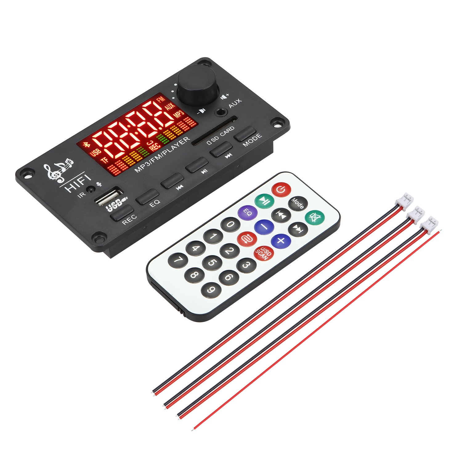 100W Amplifier MP3 WMA Decoder Board DIY Car MP3 Player USB Recording FM AUX Radio Handsfree Music Voice Recorder