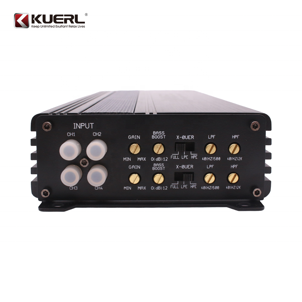 Kuerl Professional Wholesale 100W*4 High Power 12V Audio Amplifier System Class AB 4 Channel Car Power Amplifier
