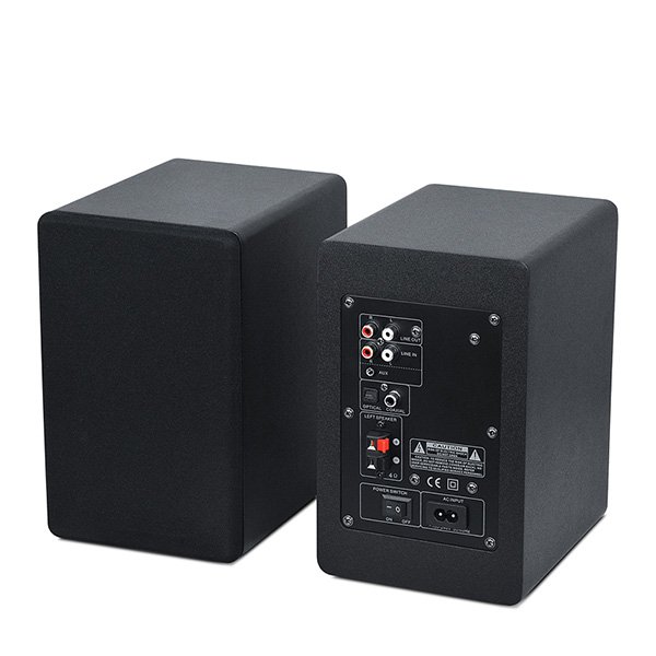 New Wooden Fiber Glass Woofer DVD USB SD MMC Card Wireless 2ch Stereo Sound 50W RMS Hi-Fi Blue Tooth Bookshelf Hifi Speaker