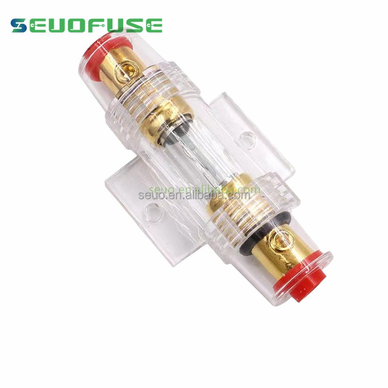 Car Audio AGU Fuse Tube Holder 10 * 38 Power Amplifier Fuse Liner Transparent Aircraft Base Subwoofer Glass Fuse