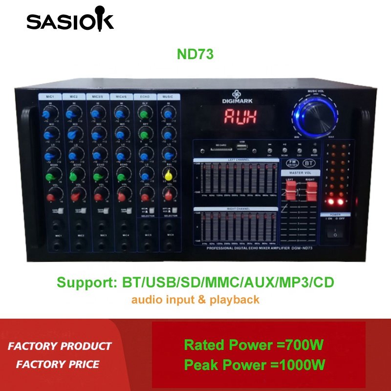 20-BAND ND73 Mic Echo BT/USB/SD/MMC/AUX/MP3/CD Audio Input Stereo Blue-tooth Karaoke Amplifier Speaker Professional FM Radio/LED