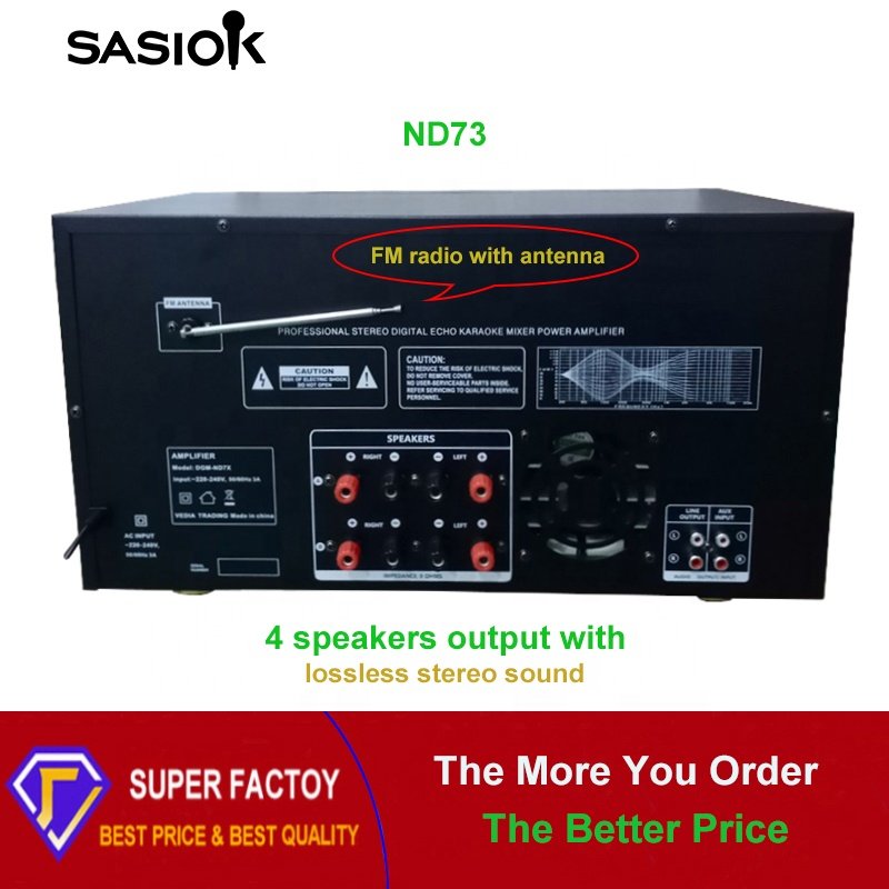 20-BAND ND73 Mic Echo BT/USB/SD/MMC/AUX/MP3/CD Audio Input Stereo Blue-tooth Karaoke Amplifier Speaker Professional FM Radio/LED