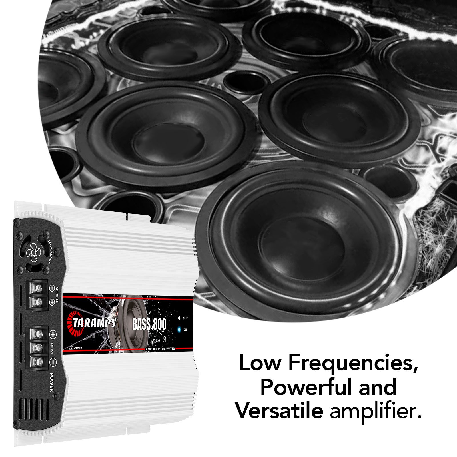 Taramps Bass 800 Amplifier 800 Watts RMS 1 Channel 2 Ohms Monoblock Class D Great for Sub and Car Audio System Low Bass Boost