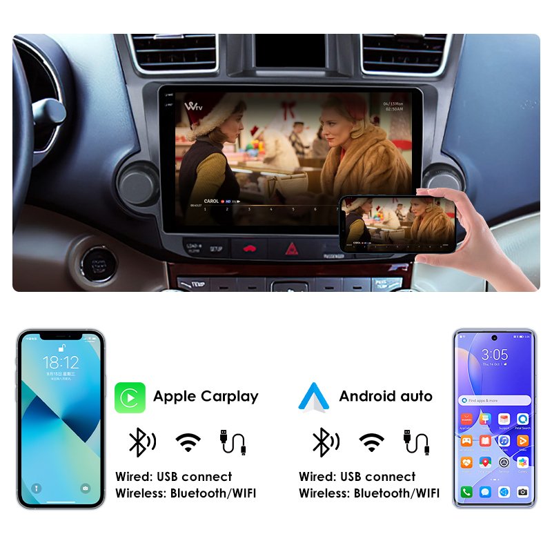 9/10'' Car DVD Center Touch Screen 1K Resolution 4+128G 360 Panoramic Image Mobile Phone Cast WIfi TDA7851 SI4754C With Fan