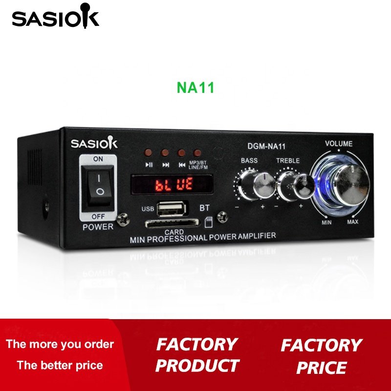 NA11 AC/DC 2 Power Sources Super Low Price BT/USB/SD/MMC/AUX/MP3 Audio Input & Playback Home/car Amplifier with FM Radio/LED.