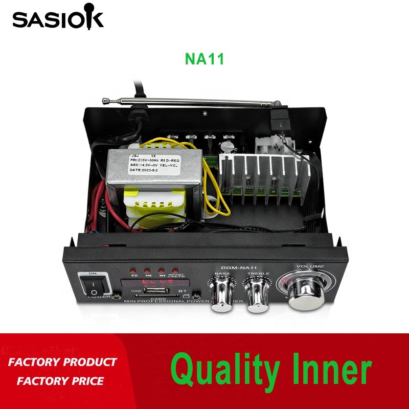 NA11 AC/DC 2 Power Sources Super Low Price BT/USB/SD/MMC/AUX/MP3 Audio Input & Playback Home/car Amplifier with FM Radio/LED.