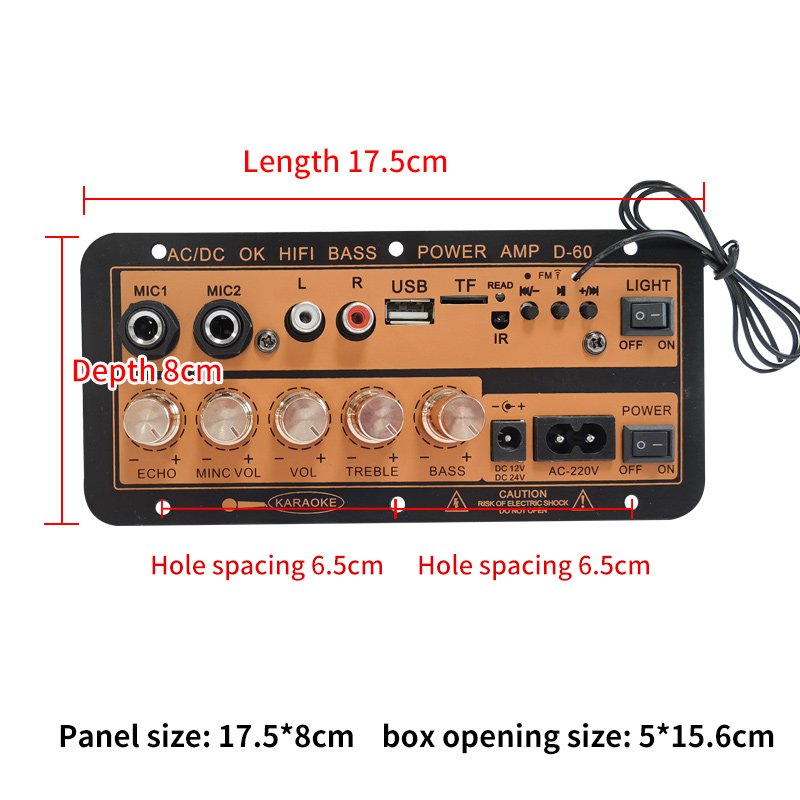 Factory Product 12V 24V 220V Subwoofer HI-FI Heavy Bass Power Amp Remote Control D60 High Power Bass 60W Amplifier Board for Car