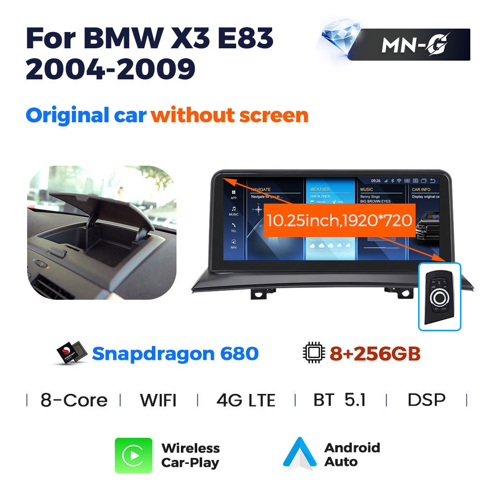 ID8 MEKEDE 10.25'' Android 12 8+256G CAR VIDEO for Bmw X3 E83 Without Screen 2004-2009 Stereo Car-play Voice Control Radio
