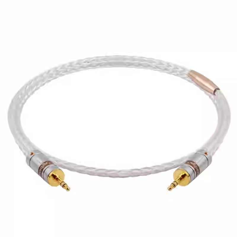 HiFi 3.5mm Jack AUX Cable Single Crystal Silver Plated PC Mobile Phone Car Amplifier Speaker Audio Connecting Line