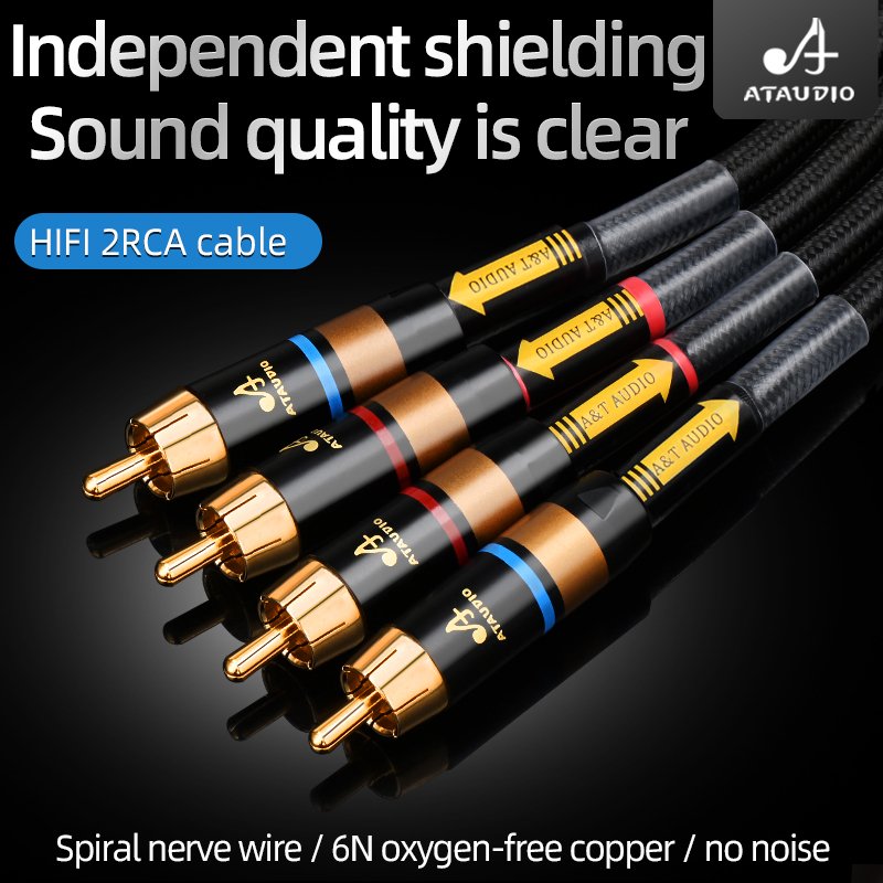HIFI Audio RCA Cable Hifi Main Core Independent Shielding Rca to Rca Cable CD Amplifier Audio Cable Gold PVC Polybag Combination