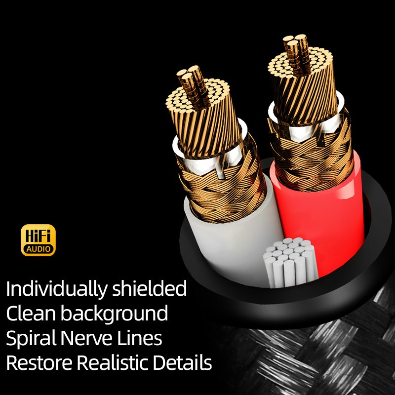 HIFI Audio RCA Cable Hifi Main Core Independent Shielding Rca to Rca Cable CD Amplifier Audio Cable Gold PVC Polybag Combination