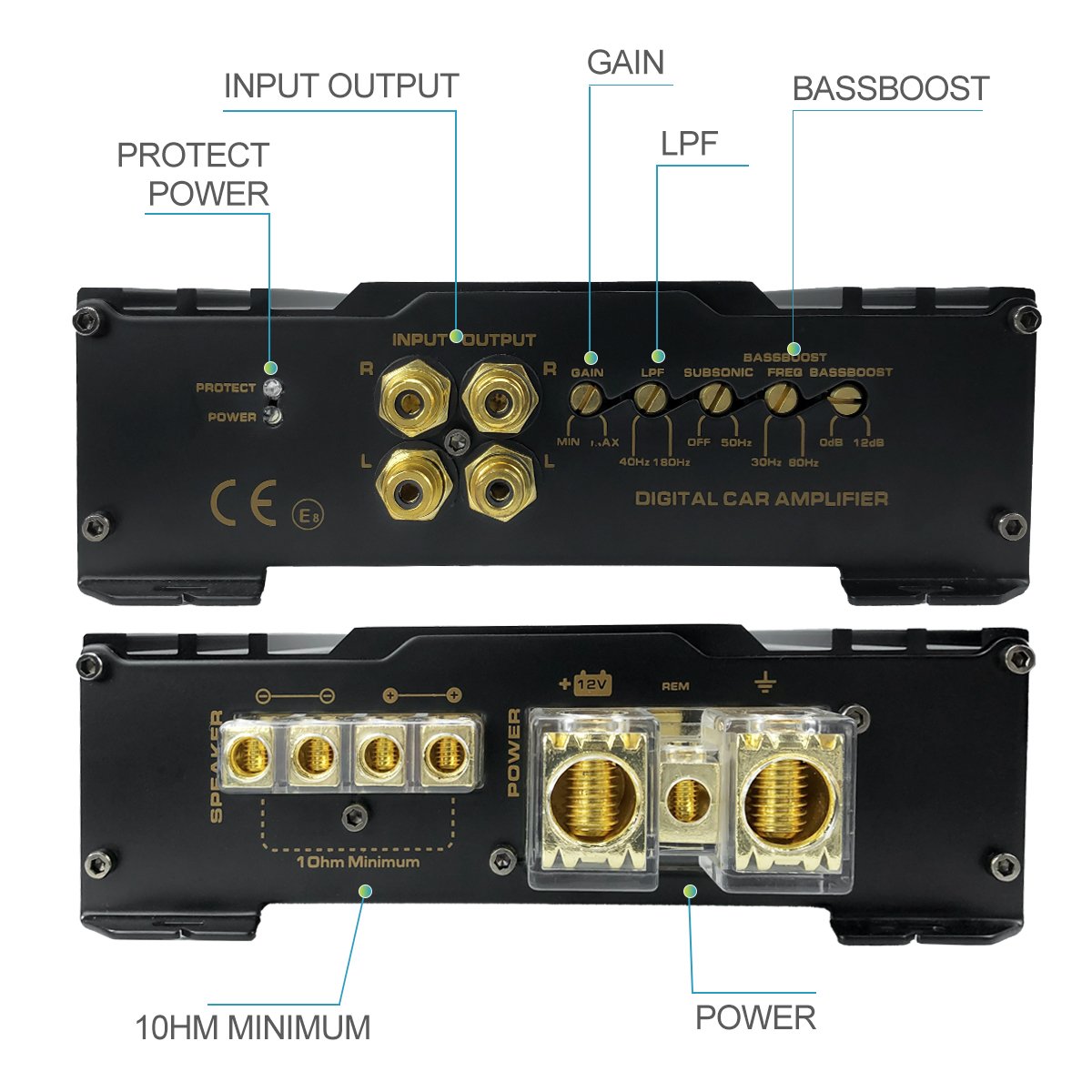 Zeming ZM-DT1500 Super High Power Car Amplifier Class D 1500W Monoblock Big Power Car Audio Amplifier for Car