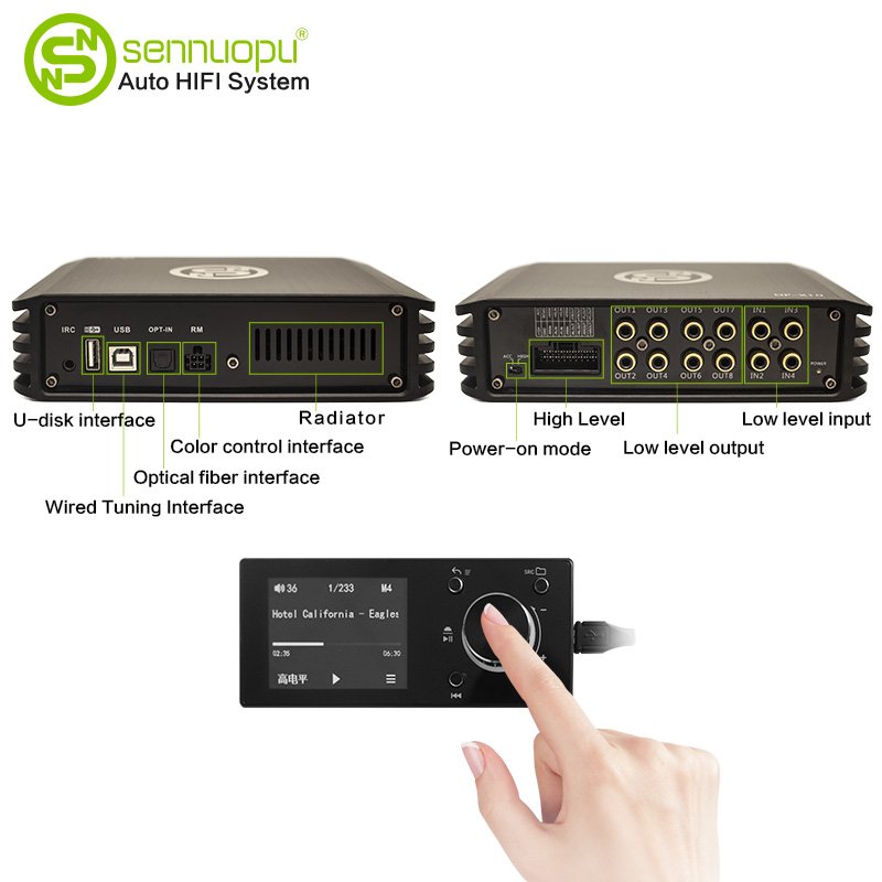 Sennuopu Car Stereo Audio DSP Amplifier 4 Channel Amplifier Processor Amp for Car