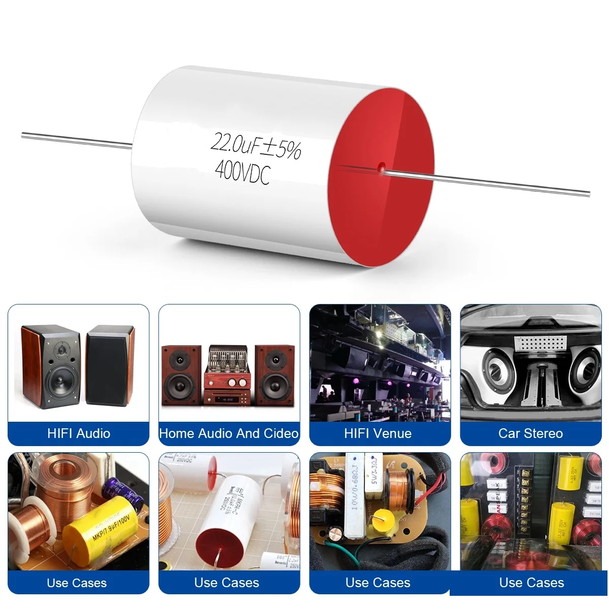 250V~400V 0.1uF~100uF Axial MKP Silver foil capacitor Polyester Film Capacitor for HIFI Car Audio Divider