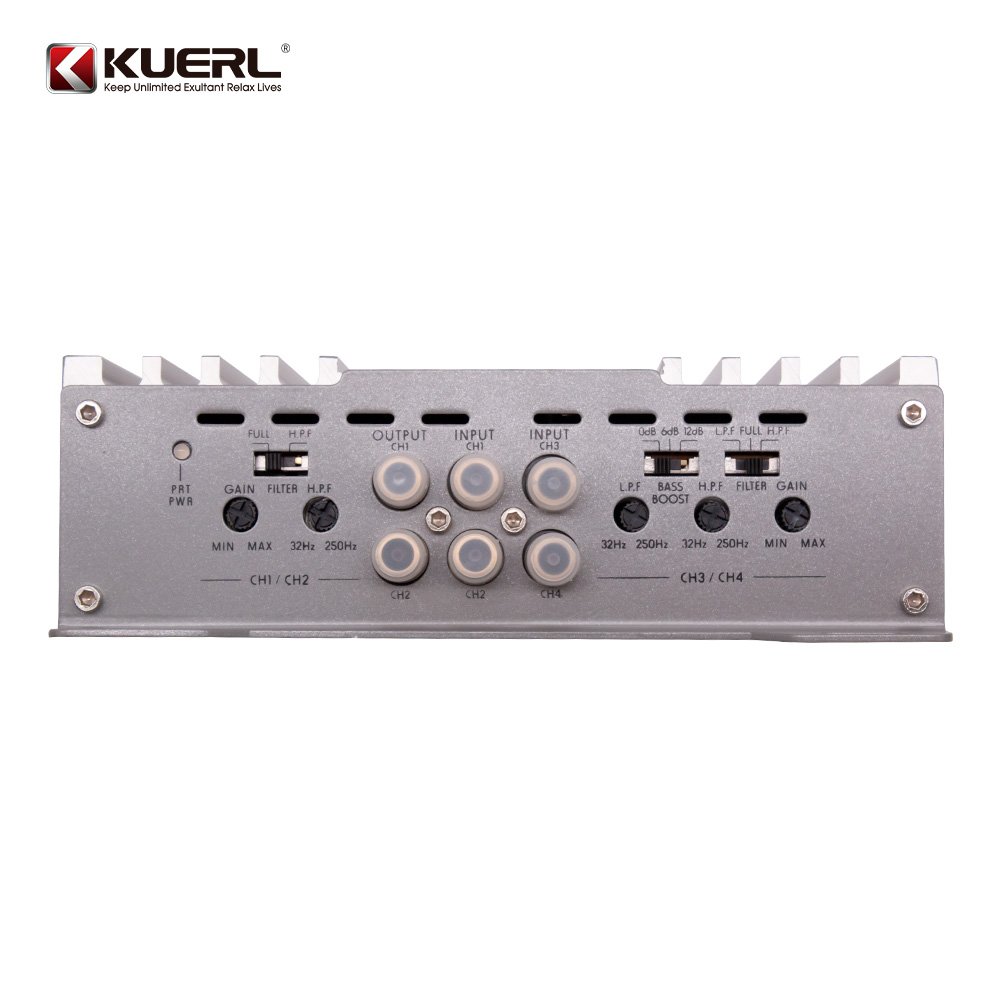 Silver 12V Car Audio Four Channel Power Amplifier 4*80W High Power Car Audio Modified Power Amplifier