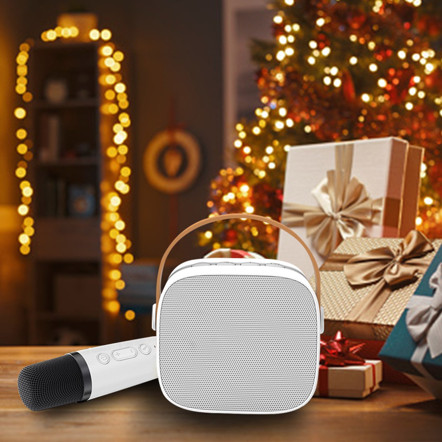 P2 Portable Karaoke Wireless Speaker With Wireless Microphones Small Karaoke Machine Music Box Mini Speaker Support TF Card