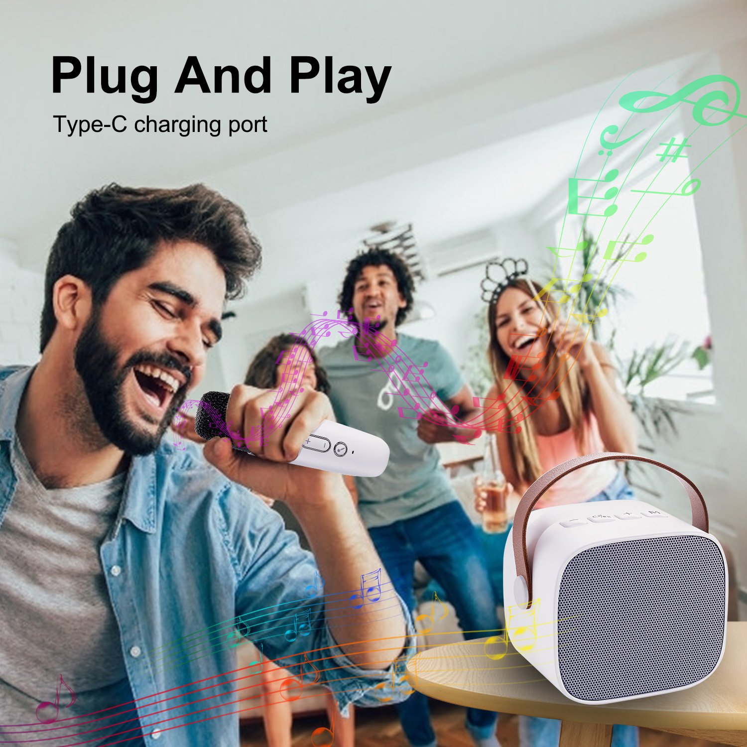 P2 Portable Karaoke Wireless Speaker With Wireless Microphones Small Karaoke Machine Music Box Mini Speaker Support TF Card