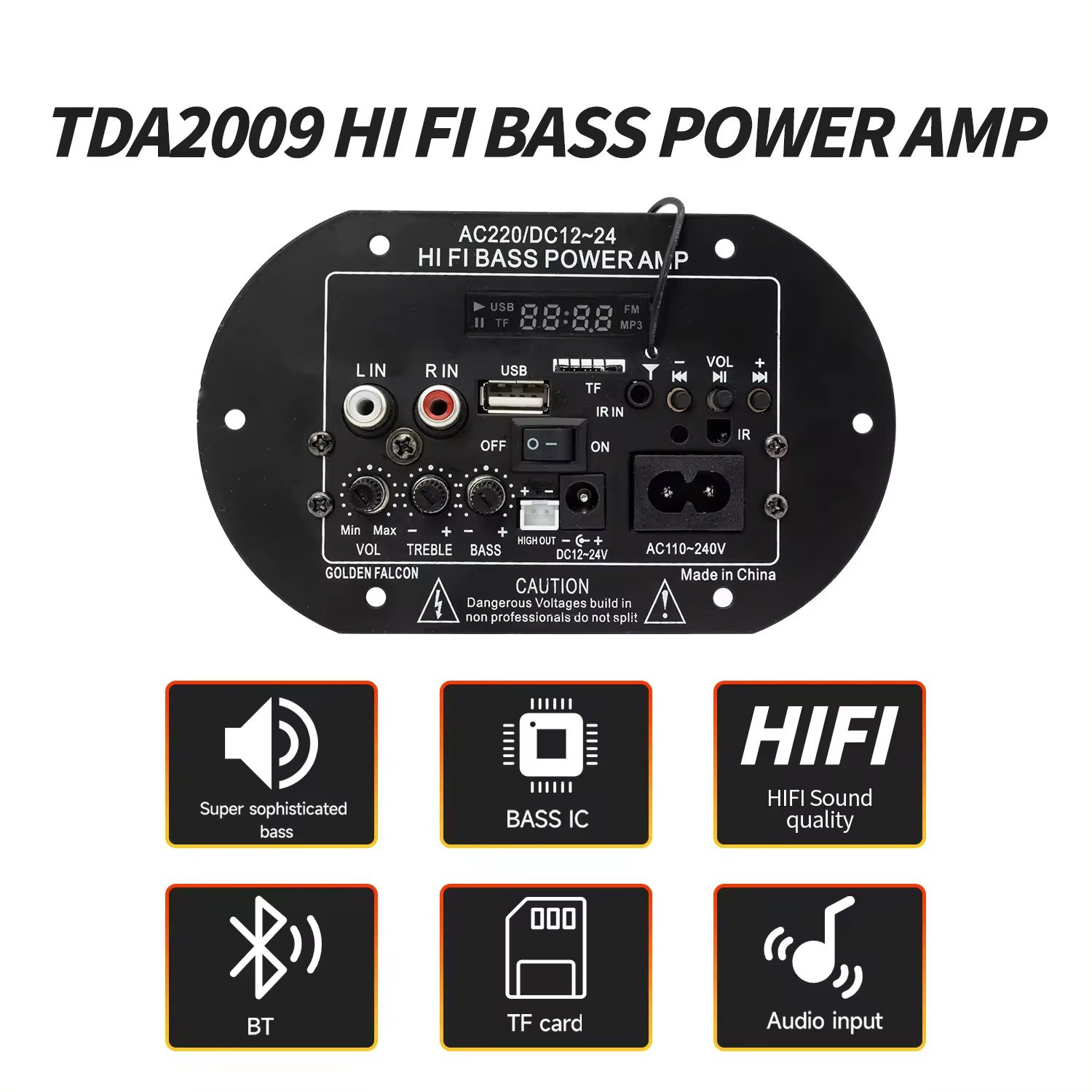 AC 220V Car Power Amplifier Subwoofer Amplifier Board With BT Remote Control Audio Amplifier Board