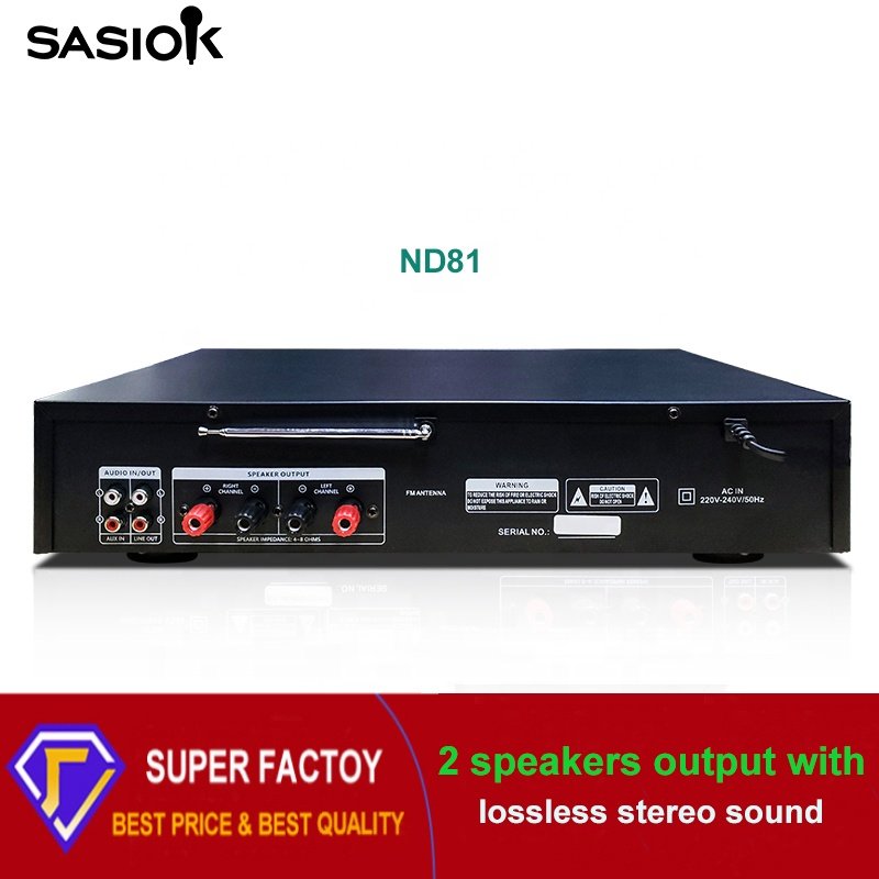 ND81 2.0 Channel 160W Mic. Echo/delay Digital Stereo Karaoke Amplifier with BT/USB/SD/MMC/AUS/FM Radio/LED Display Functions.