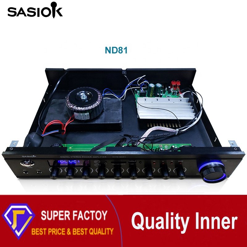 ND81 2.0 Channel 160W Mic. Echo/delay Digital Stereo Karaoke Amplifier with BT/USB/SD/MMC/AUS/FM Radio/LED Display Functions.